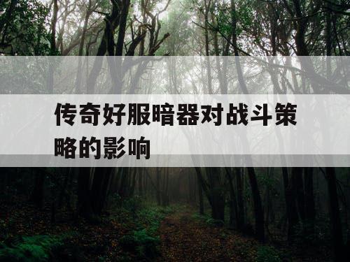 传奇好服暗器对战斗策略的影响