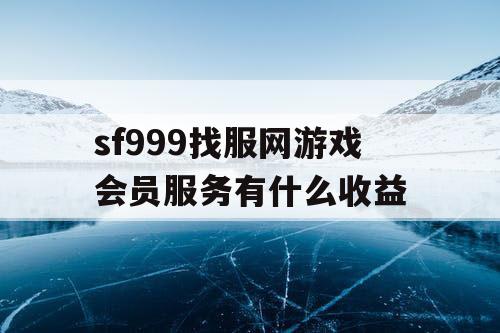 sf999找服网游戏会员服务有什么收益