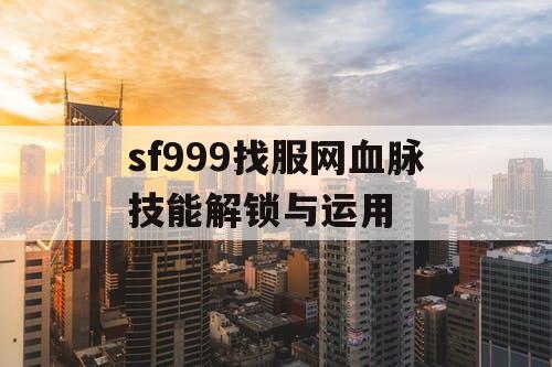 sf999找服网血脉技能解锁与运用