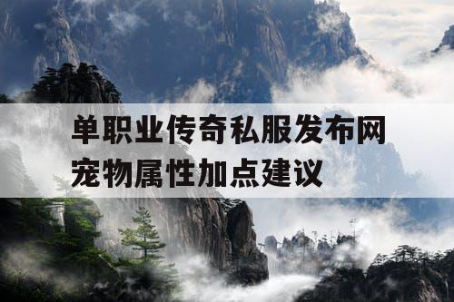 单职业传奇私服发布网宠物属性加点建议