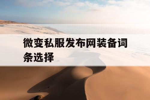 微变私服发布网装备词条选择