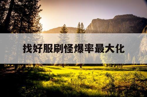 找好服刷怪爆率最大化