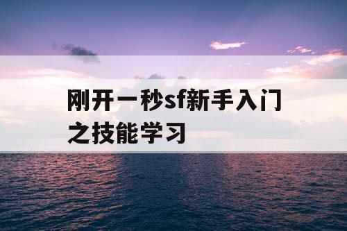刚开一秒sf新手入门之技能学习